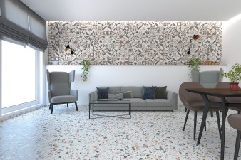 Obrazek 2 dla: Gres AZZO WHITE 60x120 płytka mat imitująca lastryko